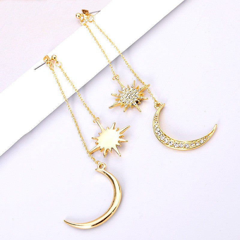 Women's Moon Whole Body Inlaid Zircon Sier Earrings