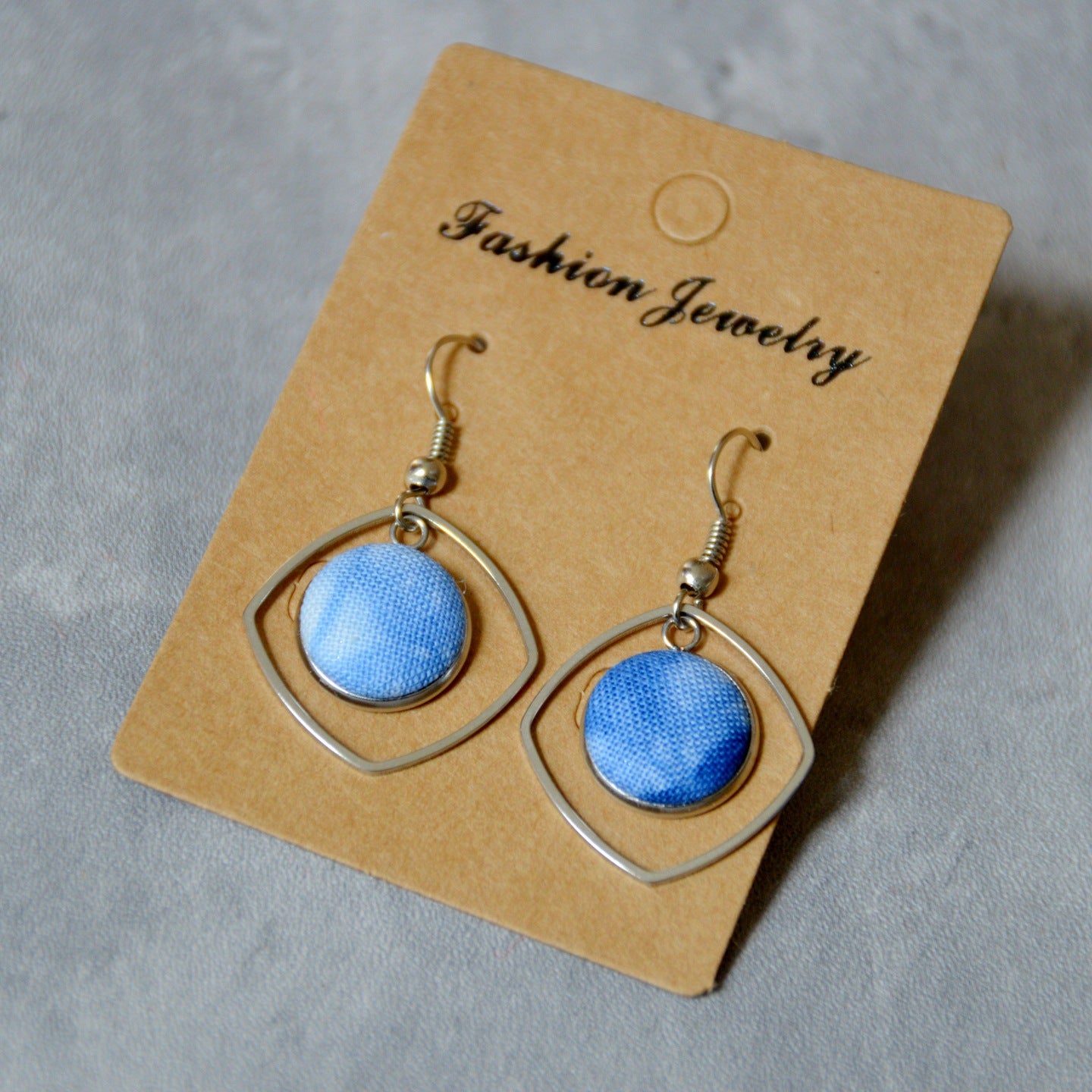 Blue Dyed Fabric Ethnic Style Handmade Simple Inlaid Earrings