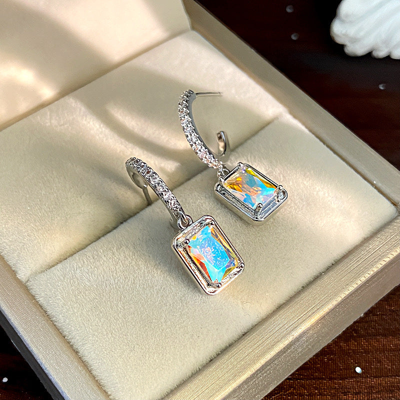 Women's Square Zircon High Sense Special Interest Light Luxury Earrings