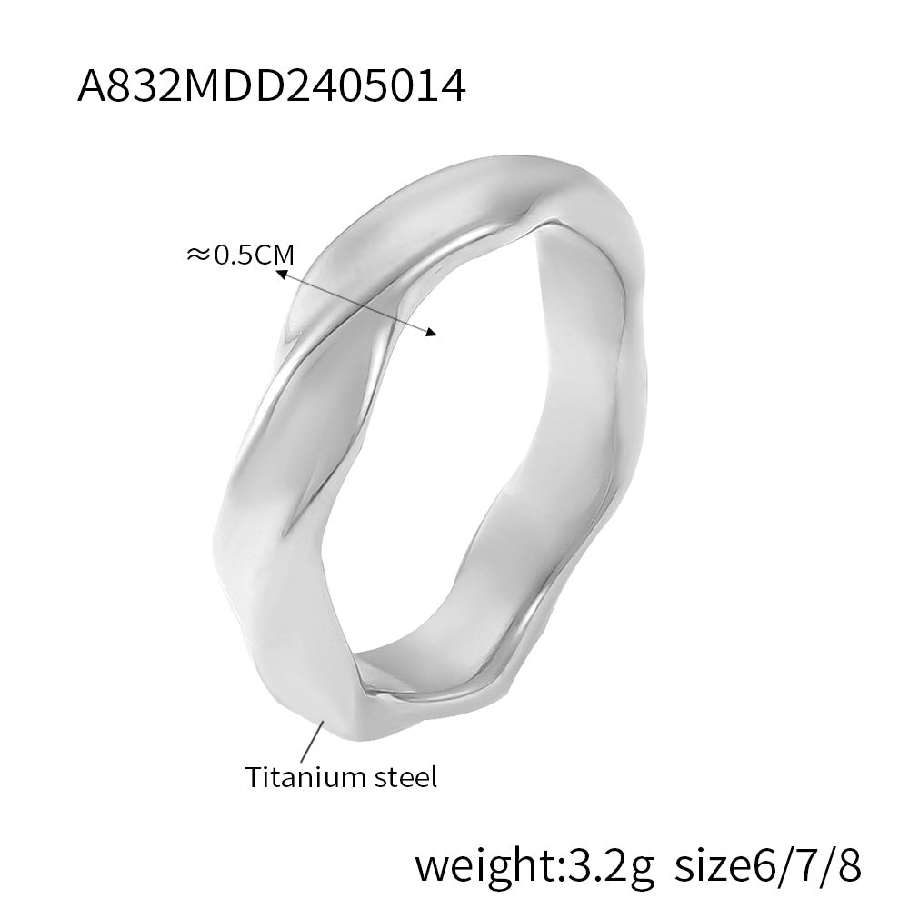 Temperament Inlaid Zircon Titanium Steel Gold Rings