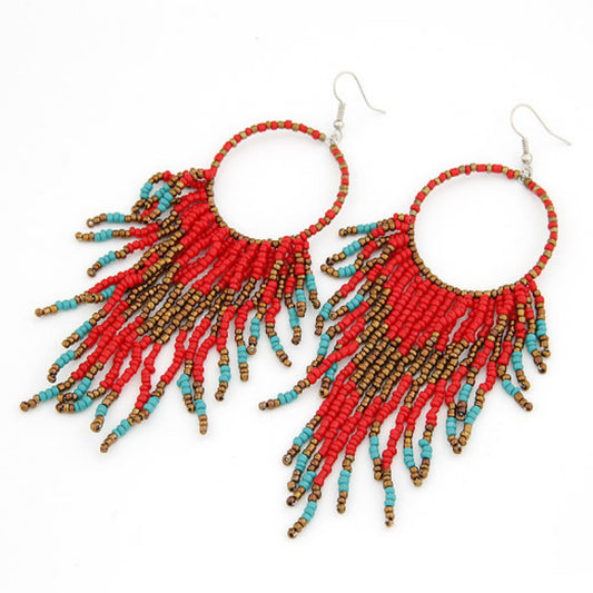Cool Online Bohemian Style Bead Tassel Earrings