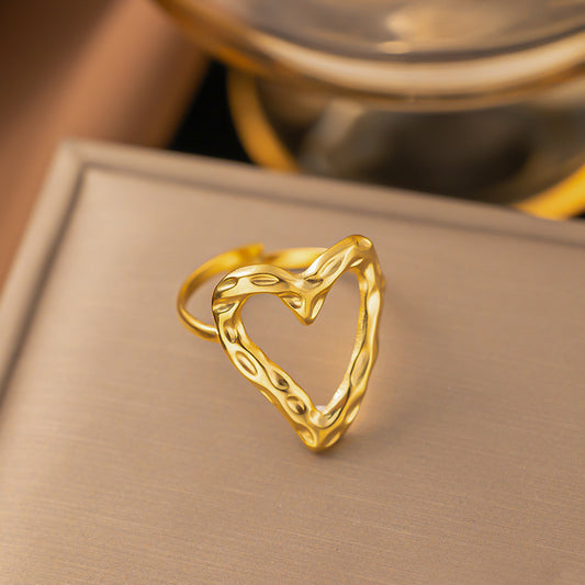 Fashionable Stainless Steel Love Heart-shaped Design Rings