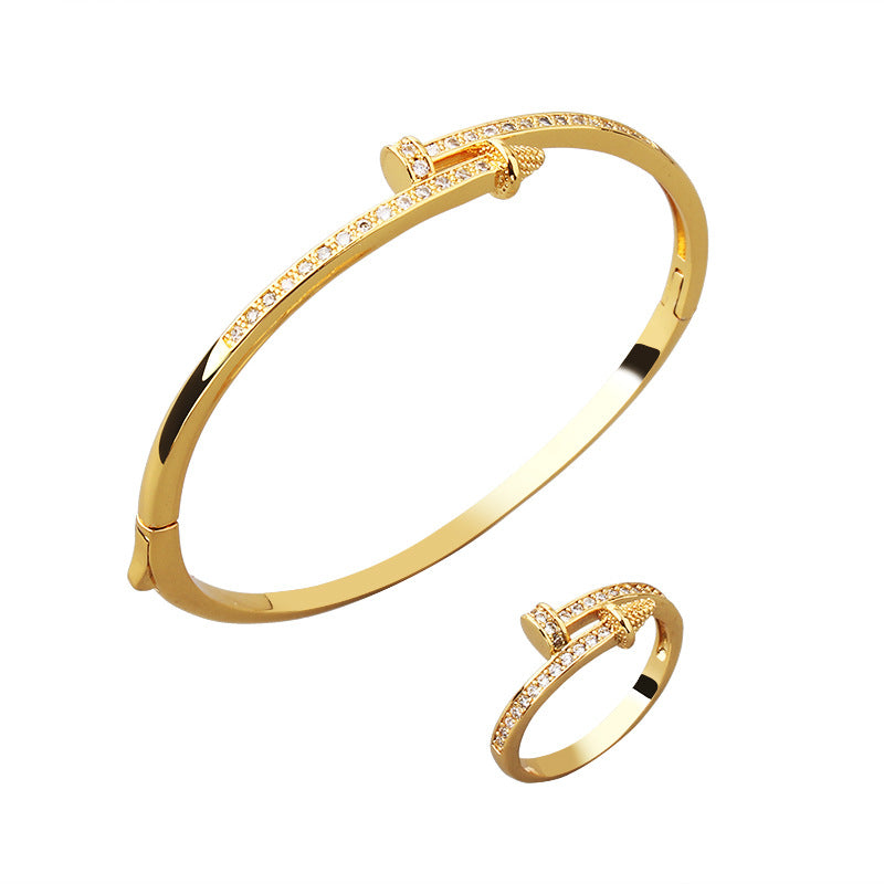 Nail Micro Inlaid Zircon Awl Gold Niche Bracelet