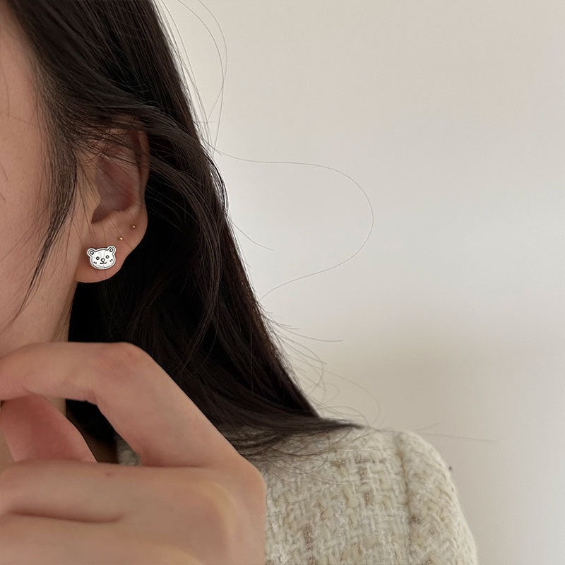 Women's Gingerbread Man Vintage Distressed Bear Ear Earrings