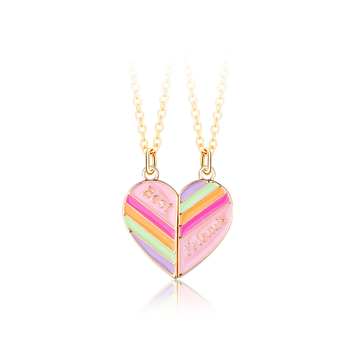 Children's Rainbow Magnetite Heart Alloy Dripping Oil Necklaces