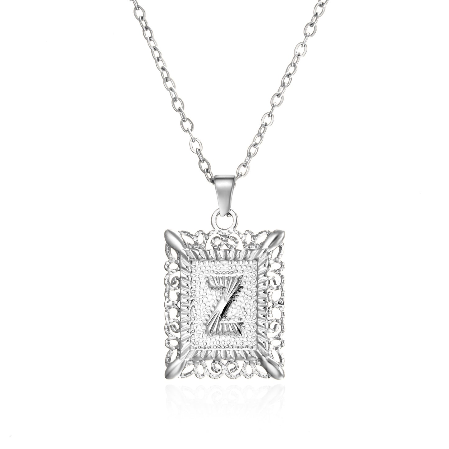 Stainless Steel Letter Hollow Square Titanium Necklaces