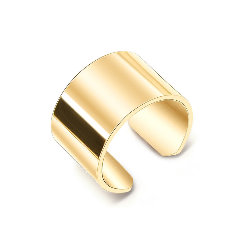 Simple Cold Style Titanium Steel Gold Rings