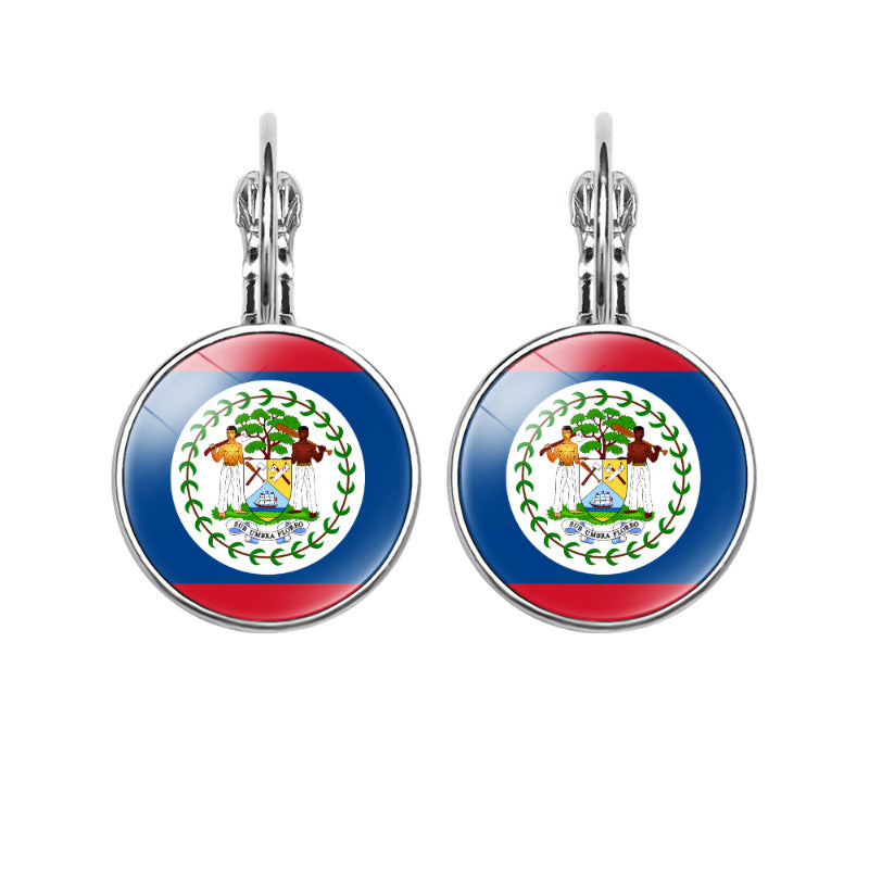 Women's National Flag Pattern Time Stone Eardrops Earrings