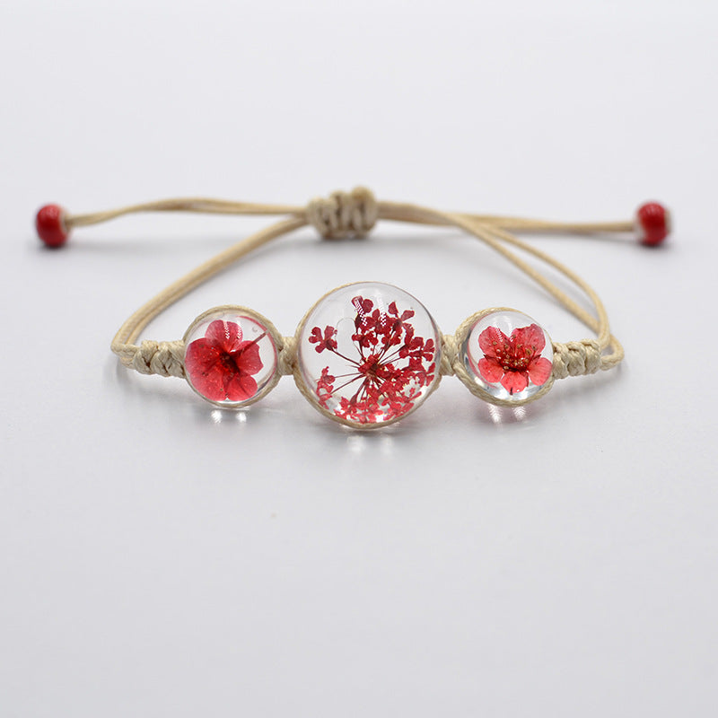 Women's Simple Hand-woven Jewelry Dried Flower Ceramic Bracelets