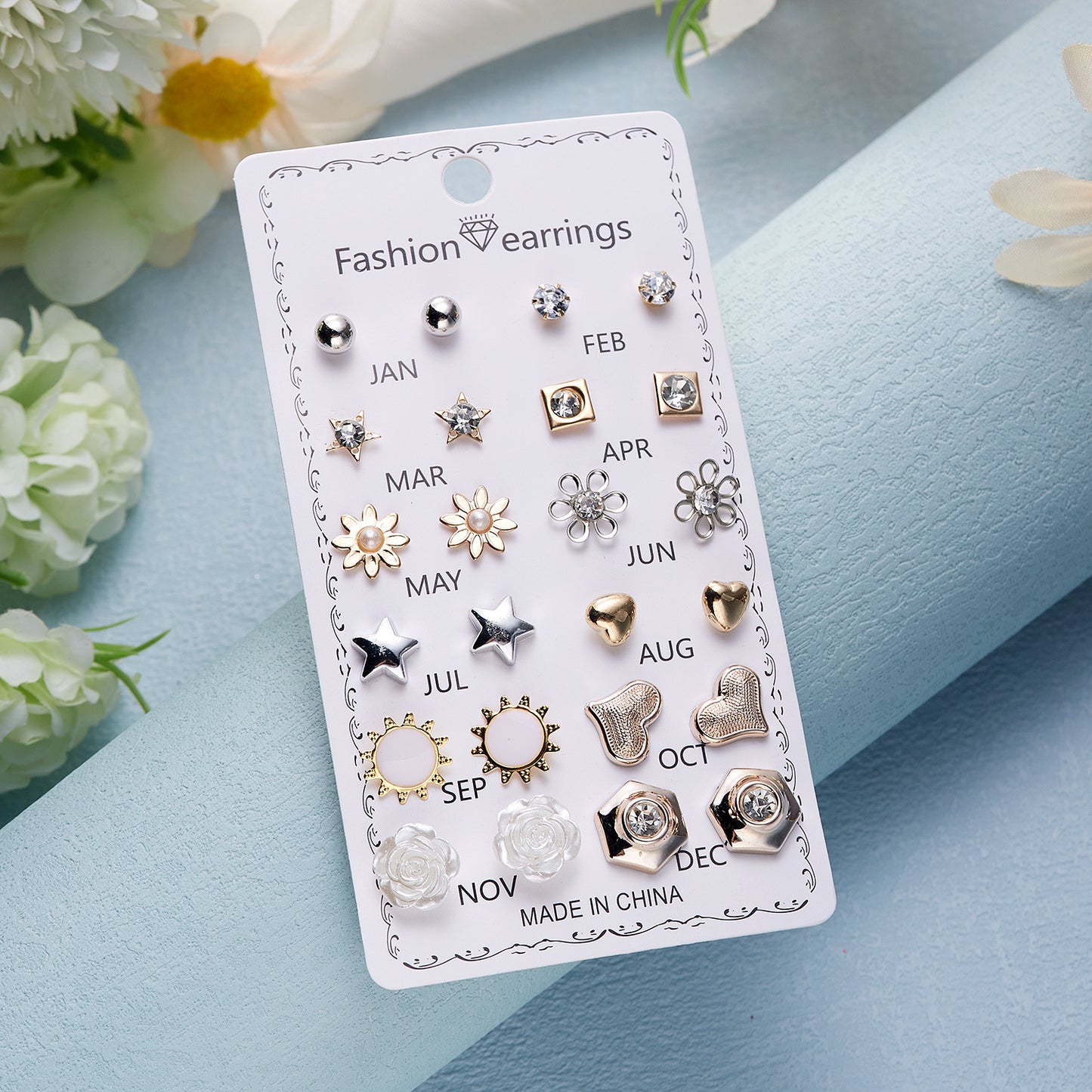 Flower Combination Card Suit Personality Multiple Rings