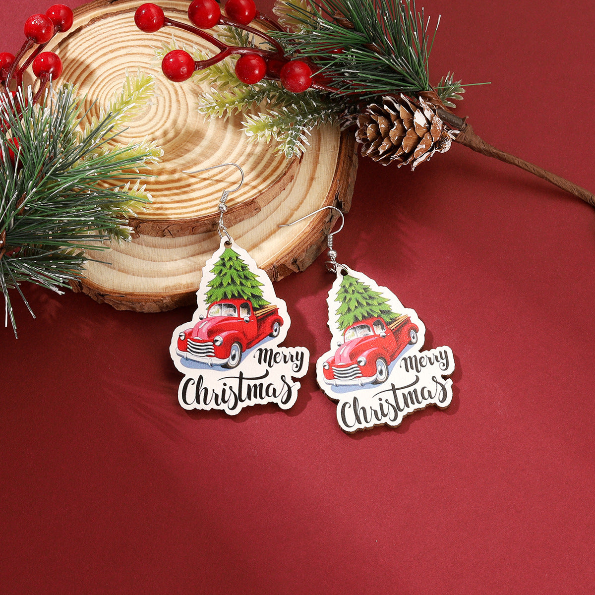 Cute Cartoon Acrylic Plate Christmas Holiday Earrings