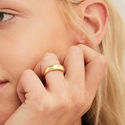 Women's Steel Eight Awn Star Super Shiny Rings