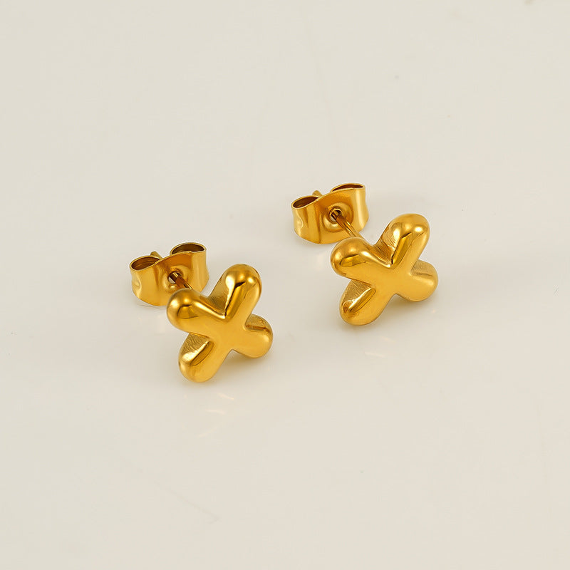 Women's Elegant Titanium Steel Stainless Gold-plated Mini Earrings