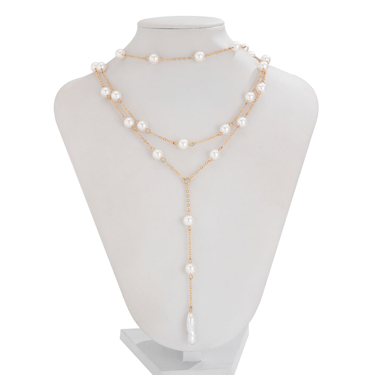 Simple Graceful Pearl Chain Tassel Female Necklaces