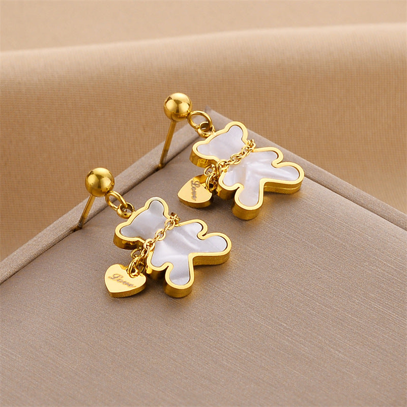 Steel No Fading Ear Gold Rose Earrings