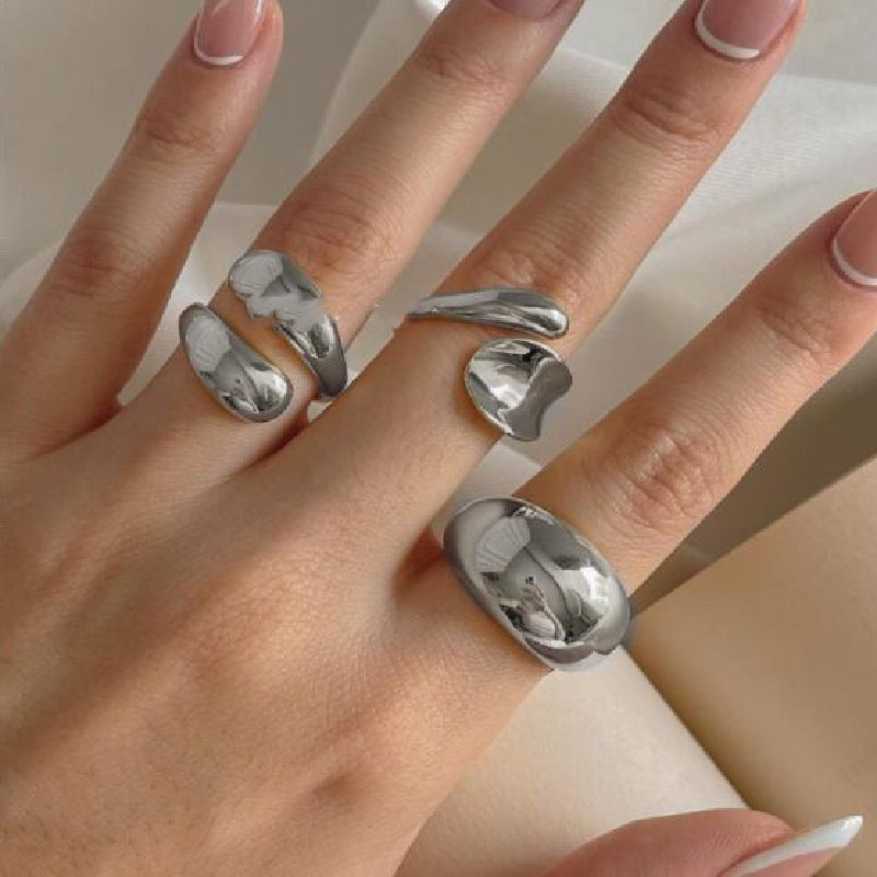 Drop Glossy Suit Piece Set Personality Creative Trend Rings