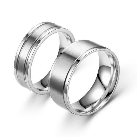 Women's & Men's Ornament Titanium Steel Simple Plain Couple Rings