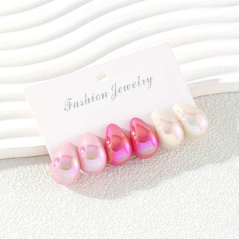 Women's Stylish Water Drop Trendy Unique Smooth Simple Exquisite Match Stud Earrings