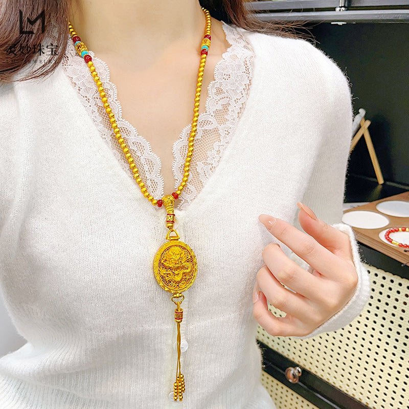 Dragon Pattern Perfume Bag Buddha Beaded Necklaces
