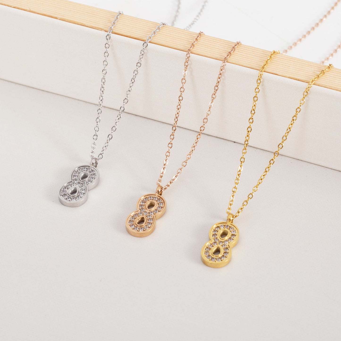 Stainless Steel Titanium Inlaid Zircon Fashion Necklaces