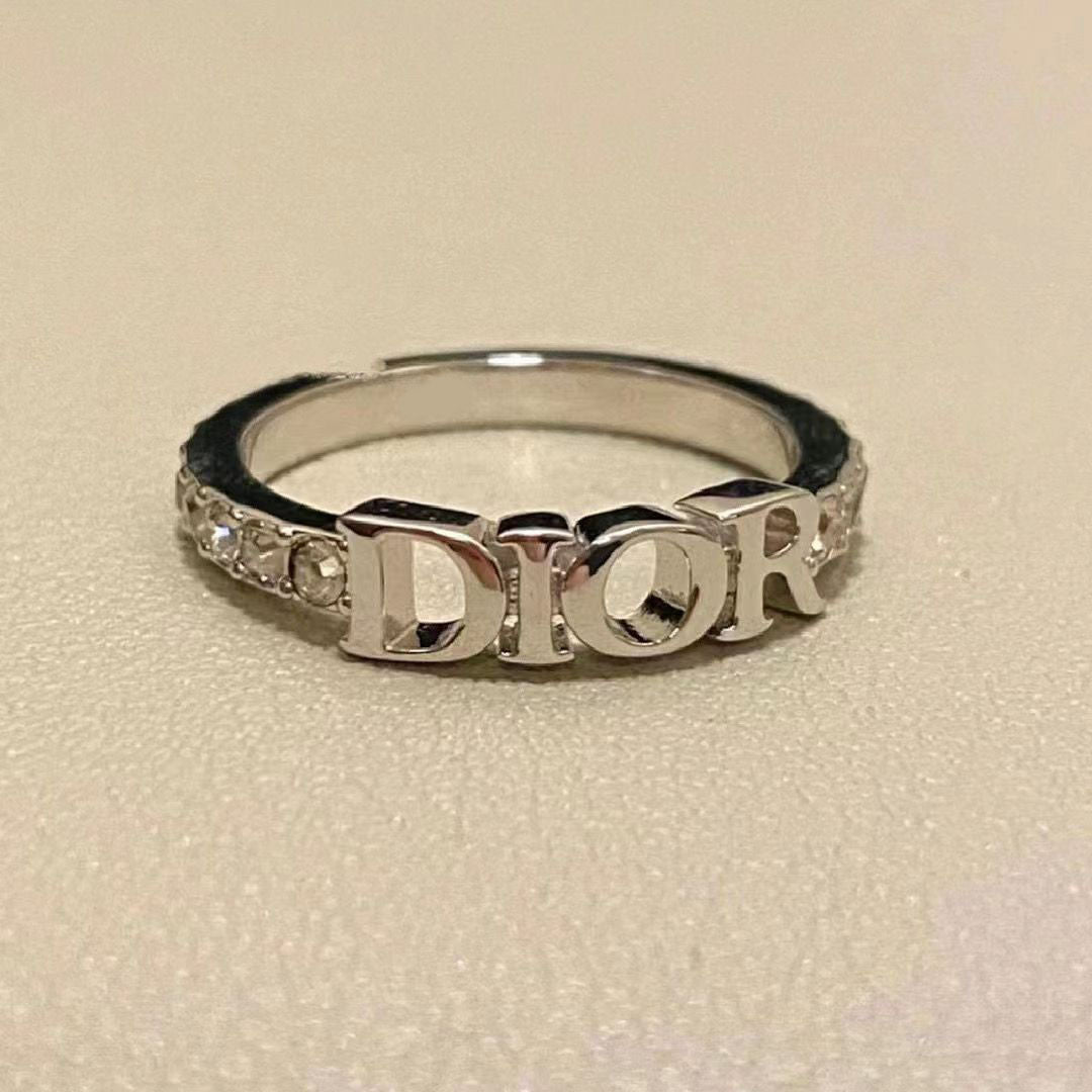 Retro Full Diamond Letters Fashion Trend Hollow Out Female Rings