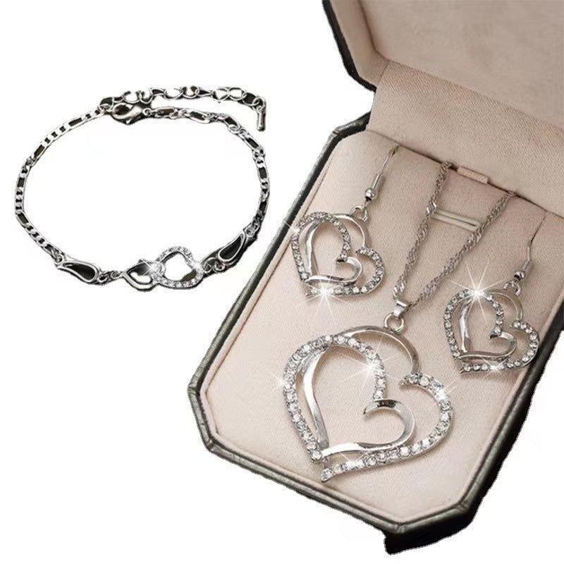 Wedding Dinner Double Love Heart Shaped Earrings