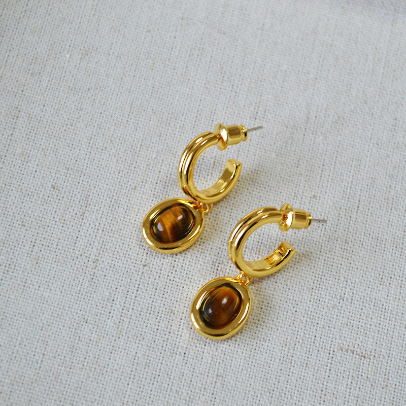 Women's Design Artistic Retro Tiger Eye High-grade Earrings