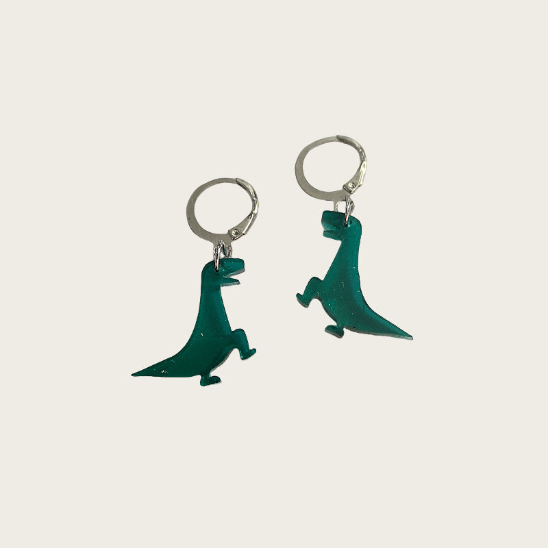 Cute Cartoon Colorful Tyrannosaurus Rex Small Earrings