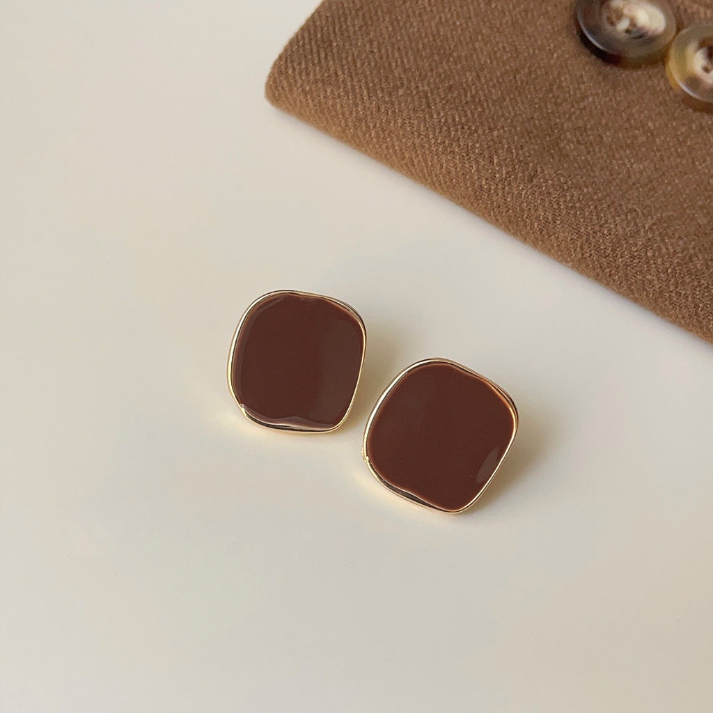 Style Brown French Retro Minority Design Earrings