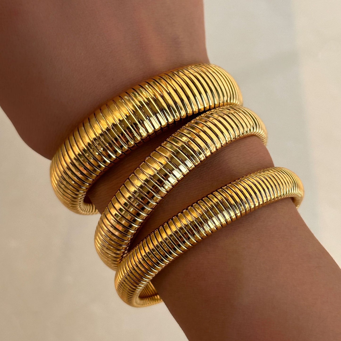 Plated Titanium Steel Vintage Elastic Gypsy Bracelet