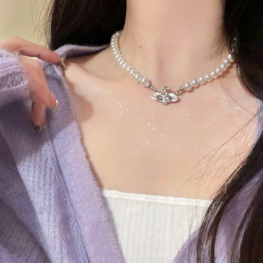 Saturn Pearl Light Luxury Clavicle Chain Necklaces