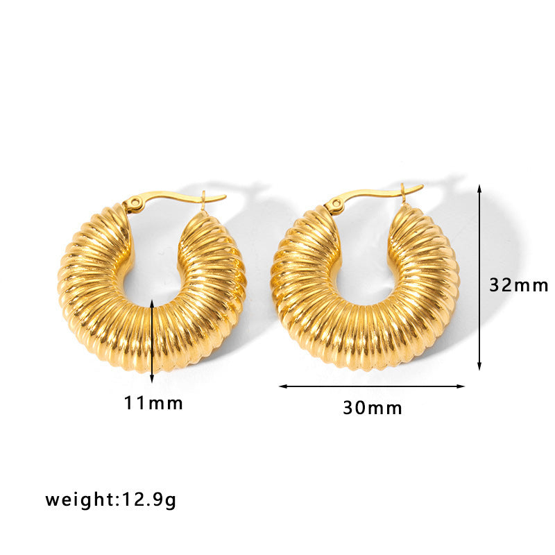 Women's Stainless Steel Light Luxury Gold Electroplated Hollow Earrings