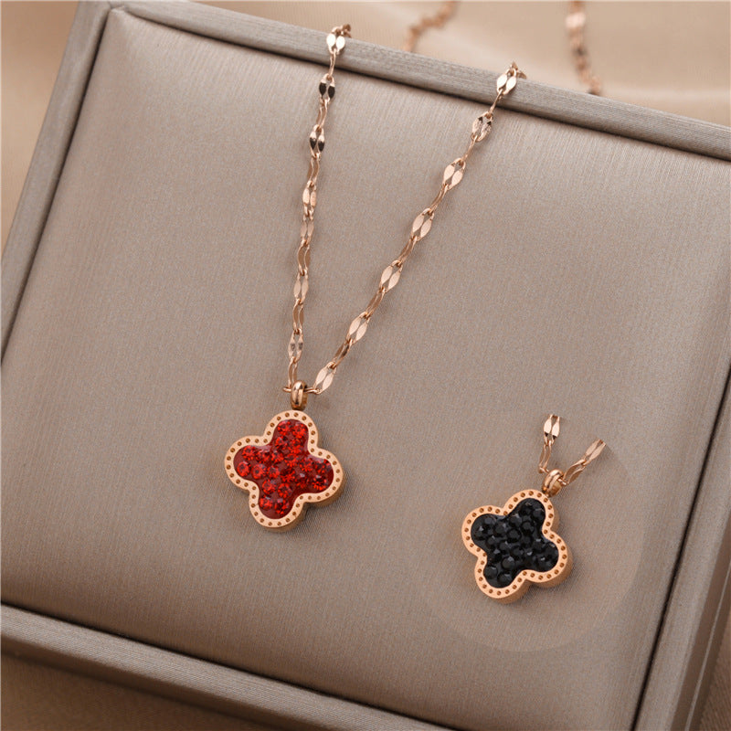 Steel Female Clavicle Chain Swan Clover Necklaces