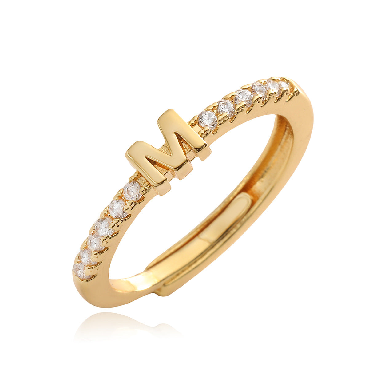 Simple Light Luxury Gold Zircon English Rings