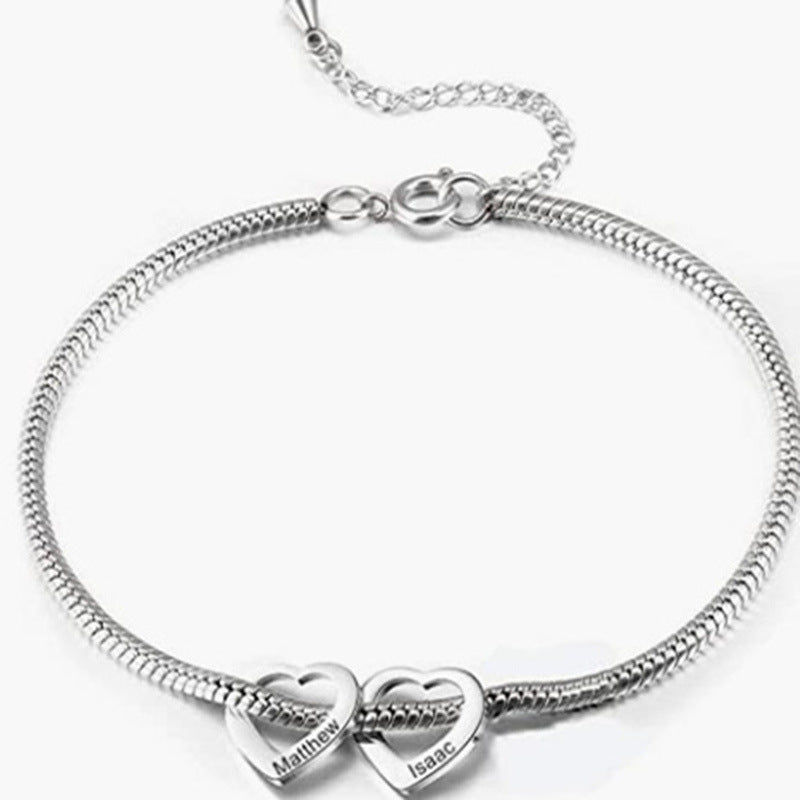 Women's Stainless Steel Heart Shaped Love Name Bracelets