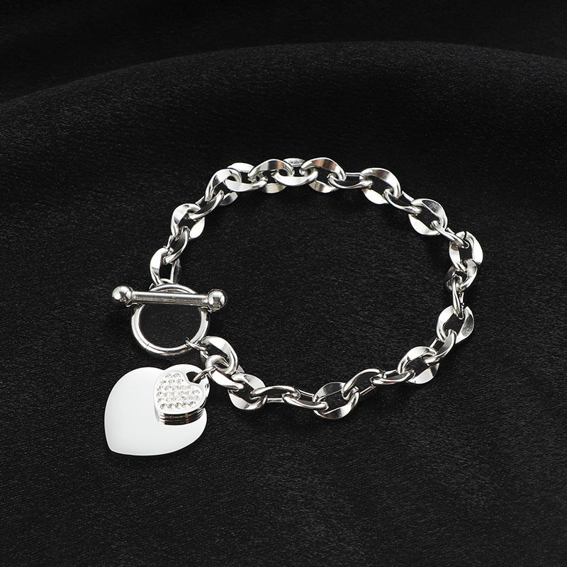 Women's Minority Design Rose Gold Titanium Steel Graceful Heart Love Bracelet