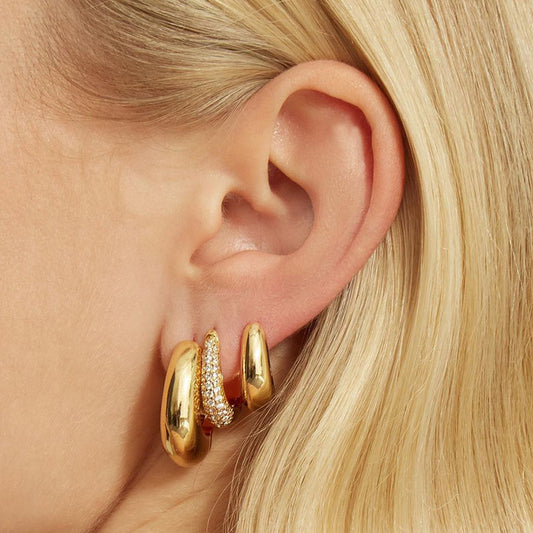 Women's Gold-plated Simple Versatile Zircon Ear Clip High-grade Light Luxury Earrings