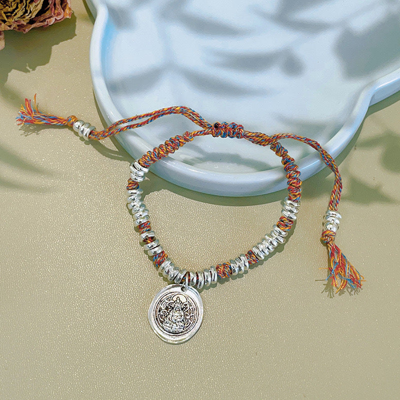 Women's & Men's Retro Ethnic Style Agate Ox Bone Rosary Bracelet
