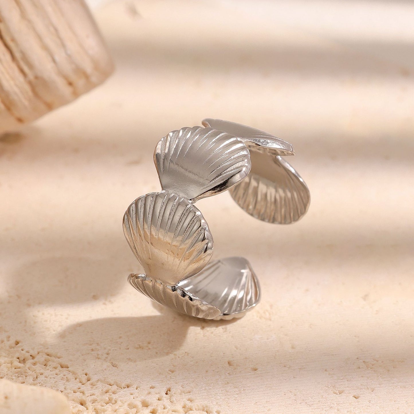 Ocean Style Shell Personality Gold Plating Adjustable Niche Ring