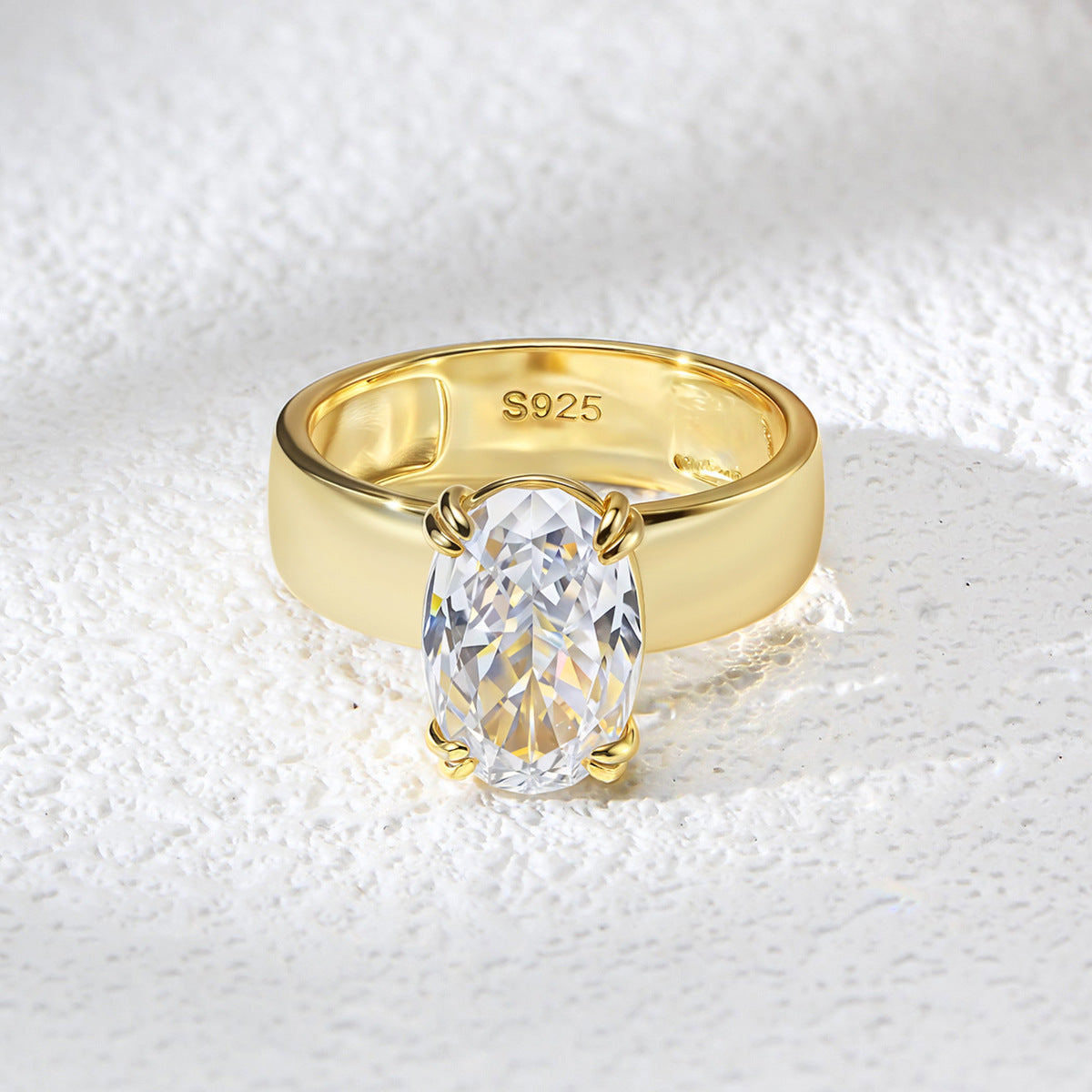 Sier Simple Classic Ice Flower Cut Zircon Female Rings