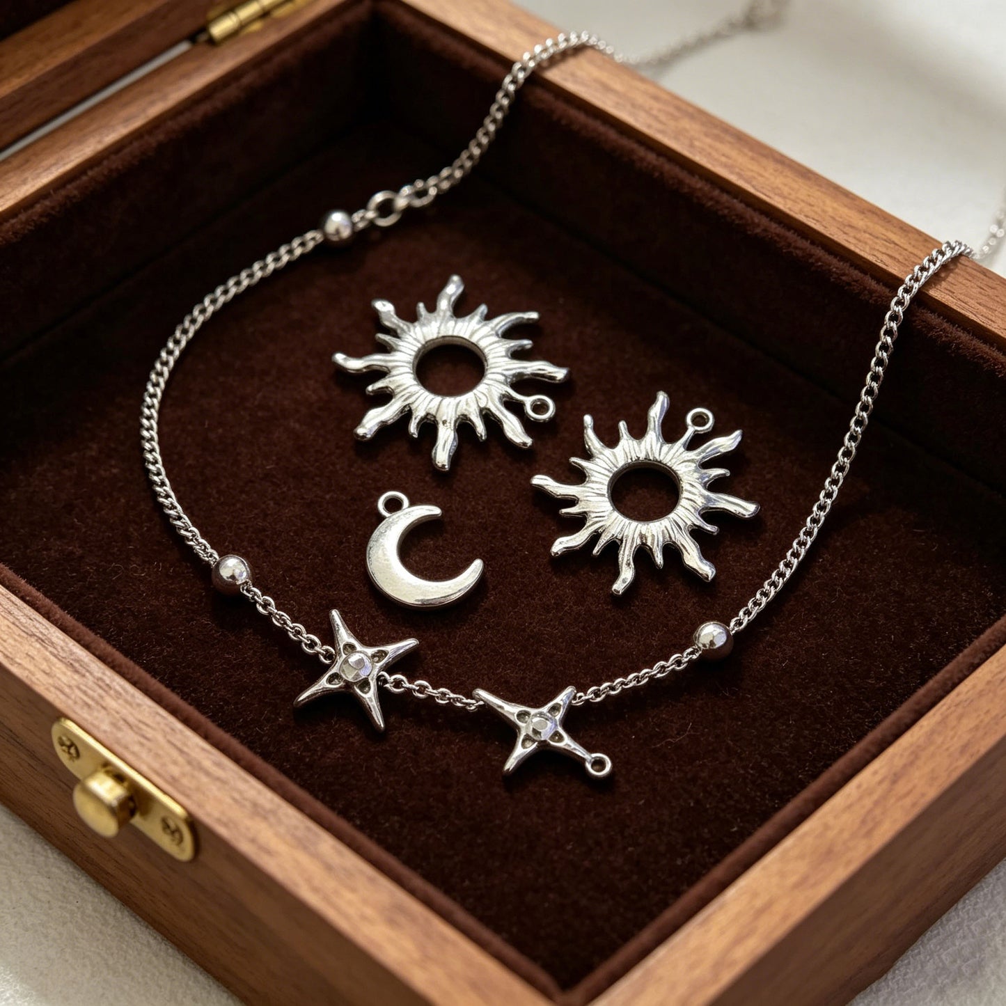 Hollow Sunflower Four Awn Star Moon Pendant