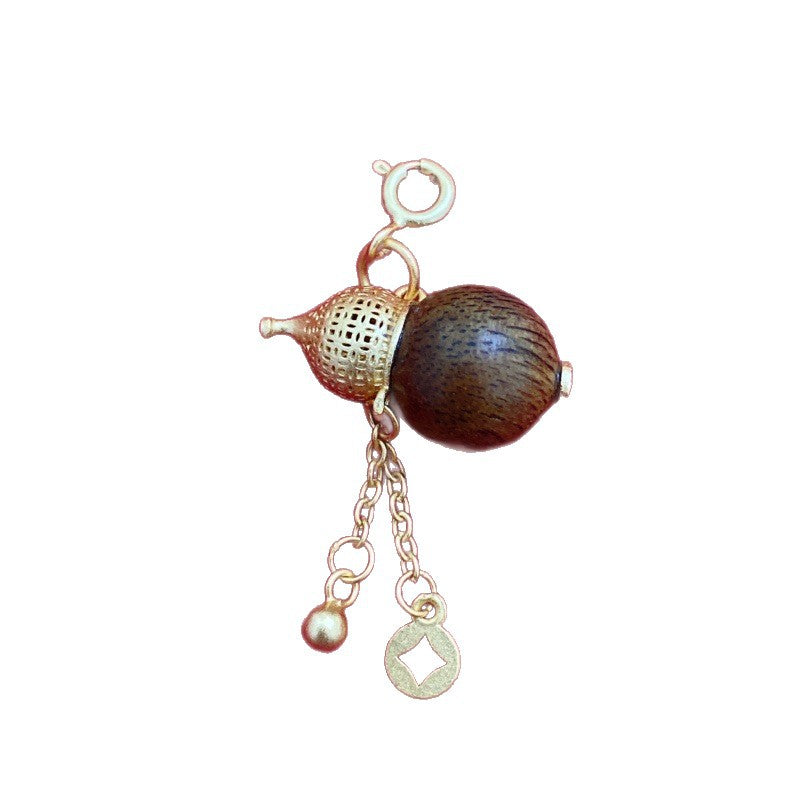 Ancient Gold Calabash Pendent Hand Rub Cotton Line Pendant