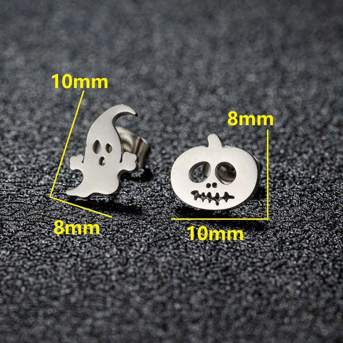 Ornament Stainless Steel Halloween Pumpkin Ghost Skull Asymmetric Earrings