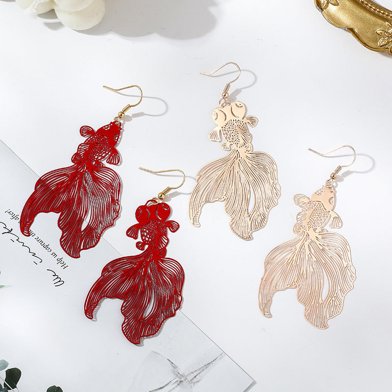 Chinese Style Good Luck Koi Small Hook Fashion Earrings