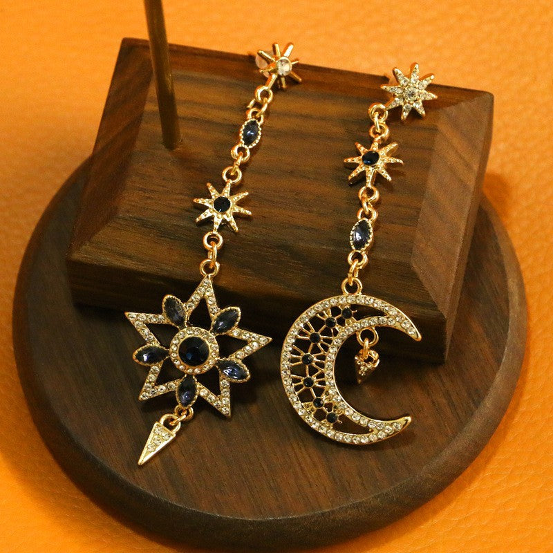 Women's Moon Whole Body Inlaid Zircon Sier Earrings