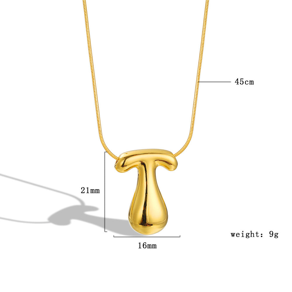 Balloon Bubble Chubby Letter Copper Plated Necklaces
