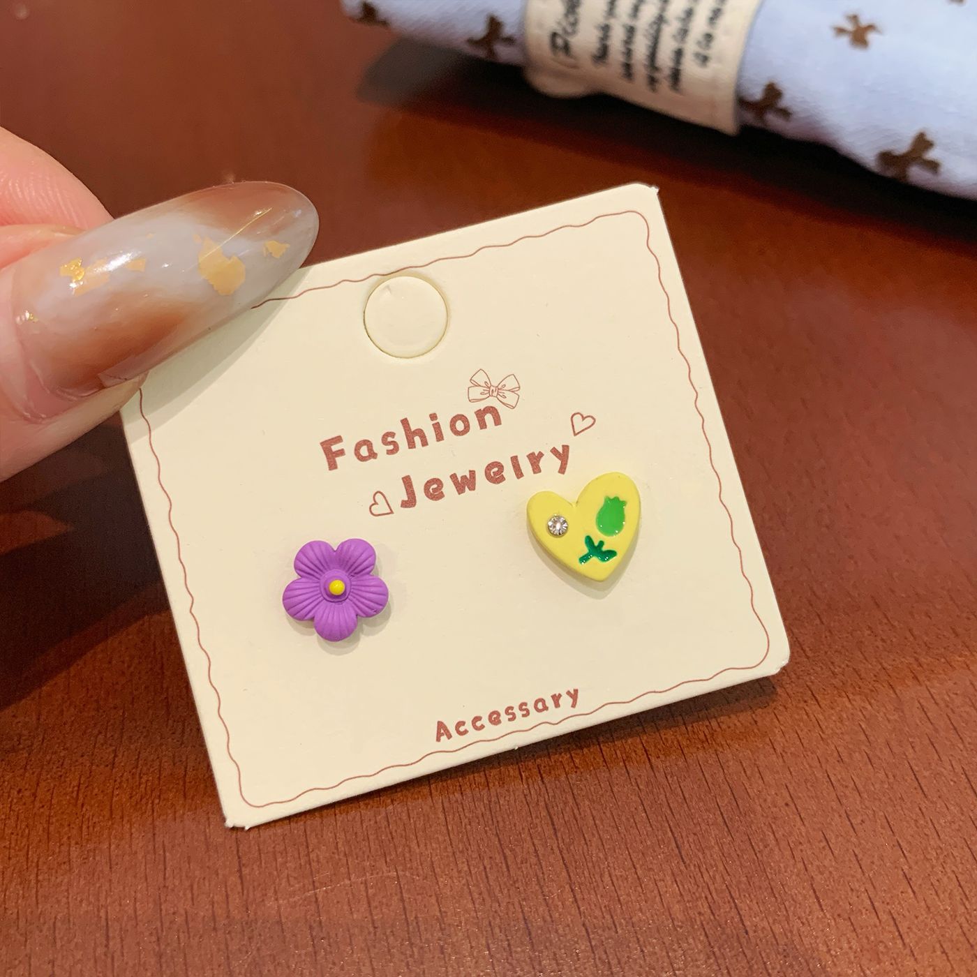 Colorful Fruit Cat Female Sier Needle Cartoon Cute Sweet Design Rings