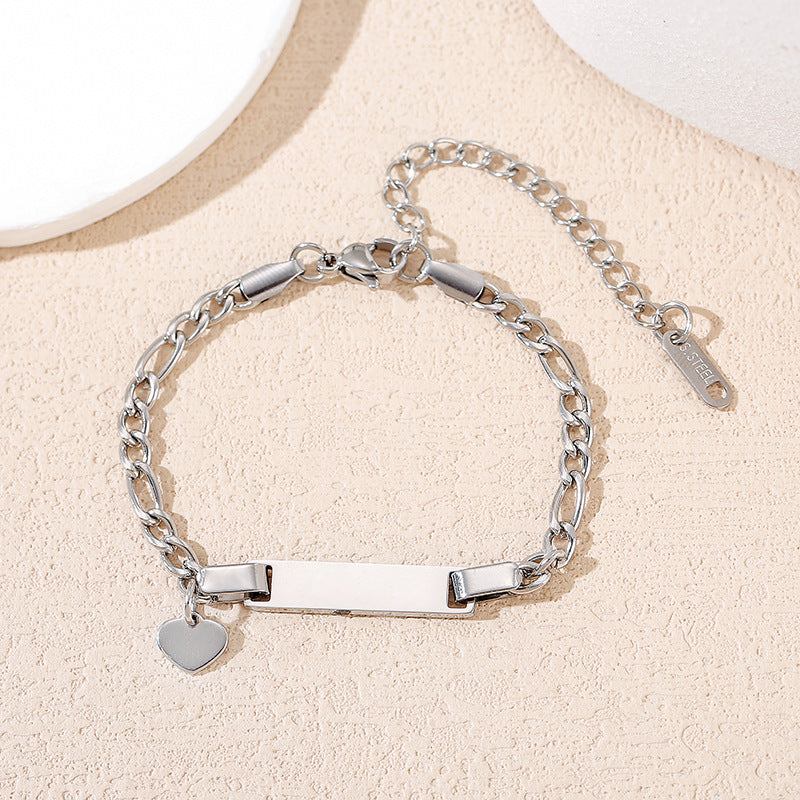 Children's Laser Engraving Electroplating Stainless Steel Cuban Bracelet