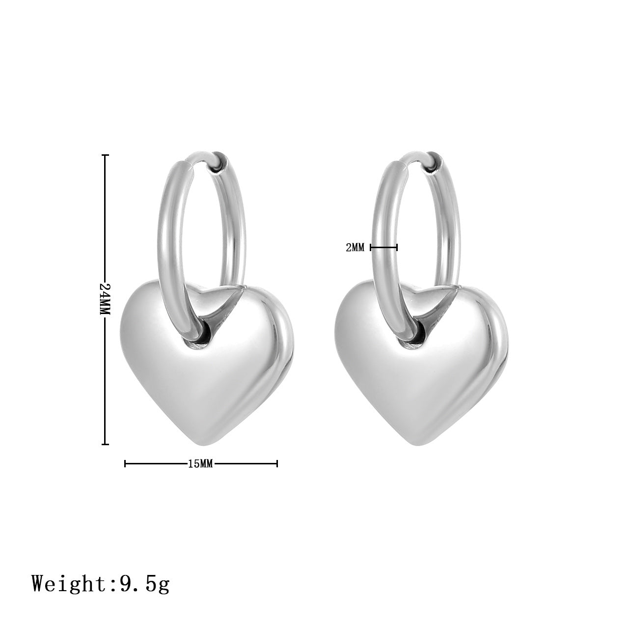 Golden Love Heart-shaped Fashion Style Female Earrings