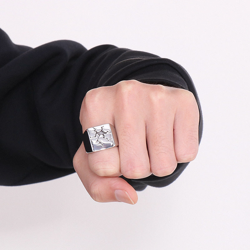 Men's Wide Surface Thumb Simple Personality Design Smear Rings